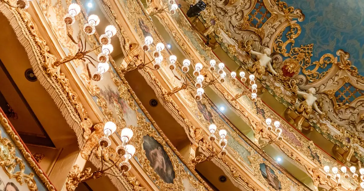 A guide takes you through the foyers, the auditorium and the royal box, and tells the story of the two fires, La Fenice in Venice, opera houses in Italy