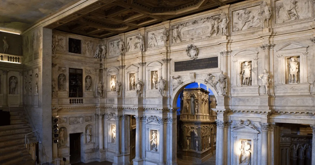 A guided walk to Palladio's Teatro Olimpico and the Basilica Palladiana in Vicenza, the Teatro Olimpico in Vicenza, opera houses in Italy