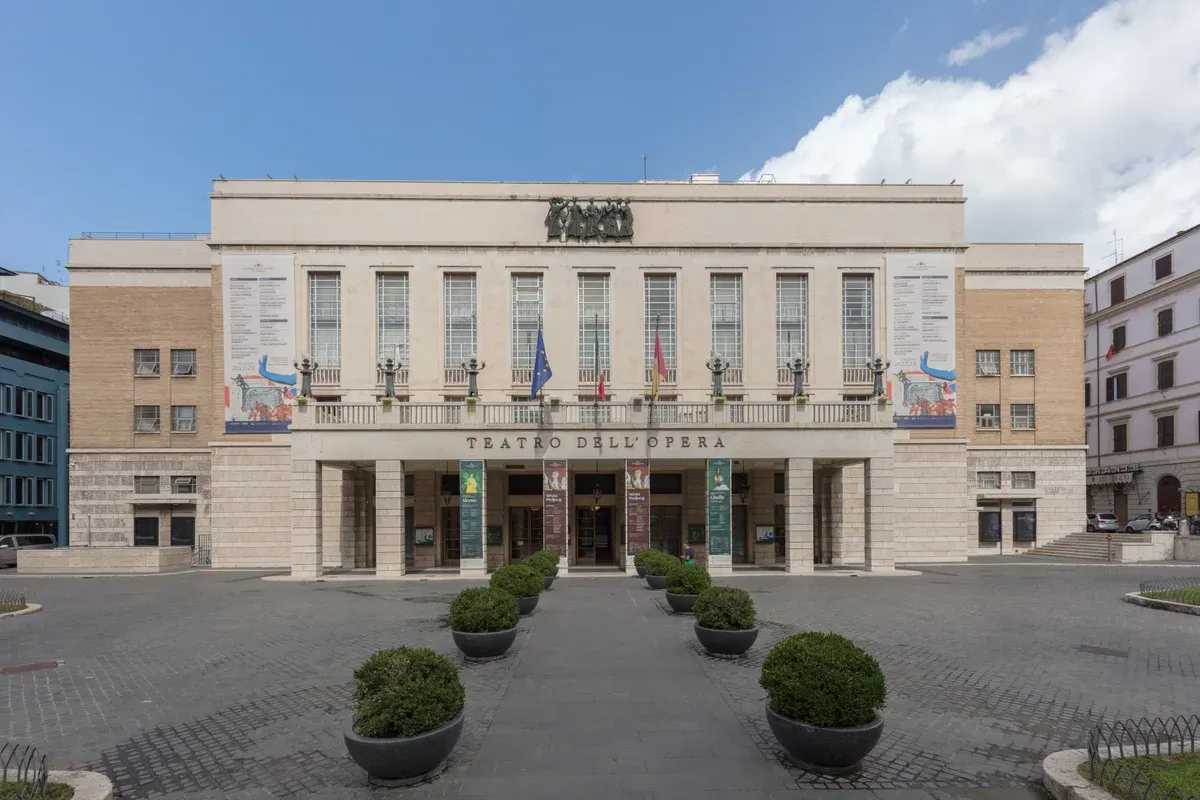 The front of the Teatro dell'Opera di Roma on Piazza Beniamino Gigli, Teatro dell'Opera di Roma, opera houses in Italy